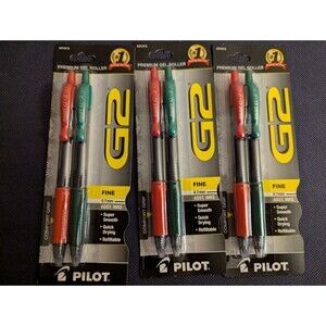3-Pilot G2 Retractable Fine Point 0.7mm Premium Gel Pens Red & Green